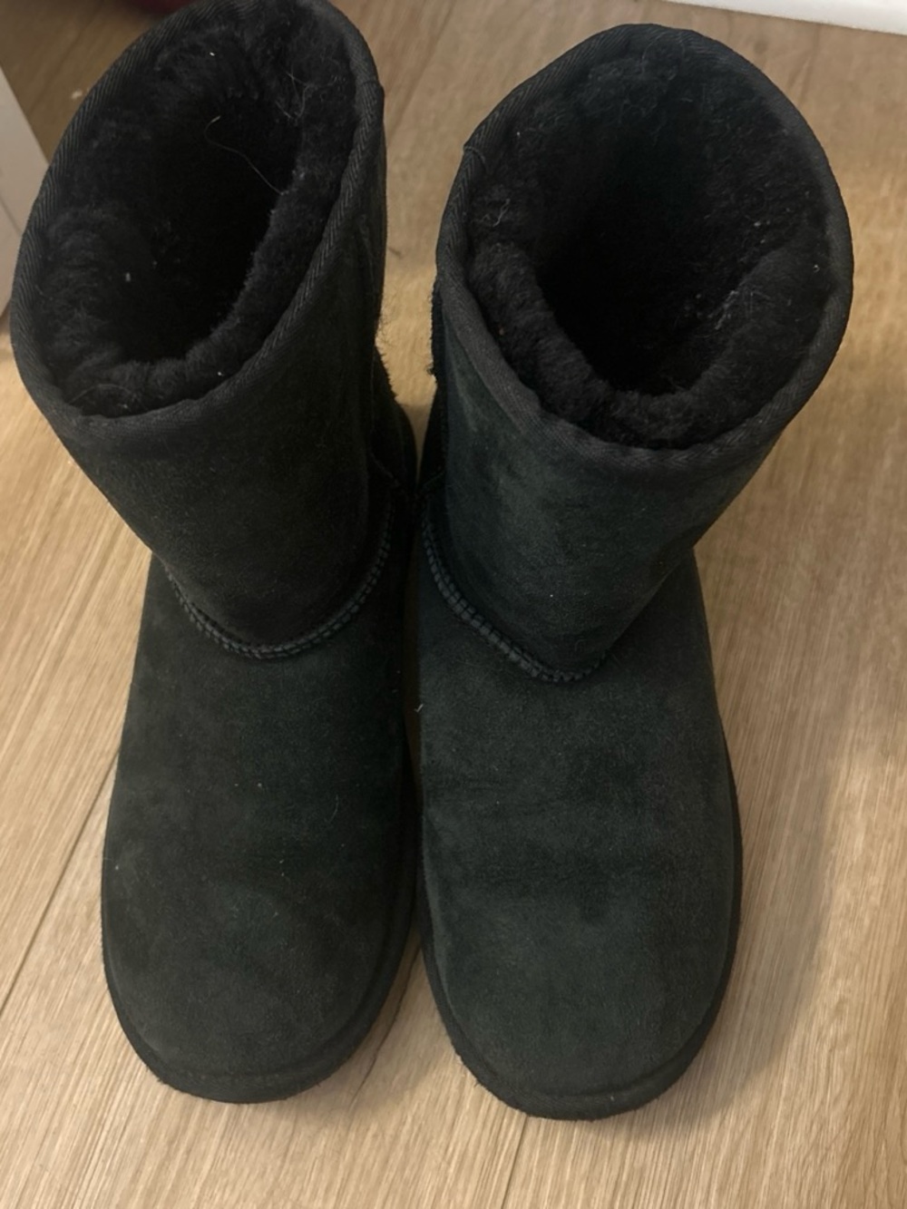 UGG Kids Black Suede Shearling Boots